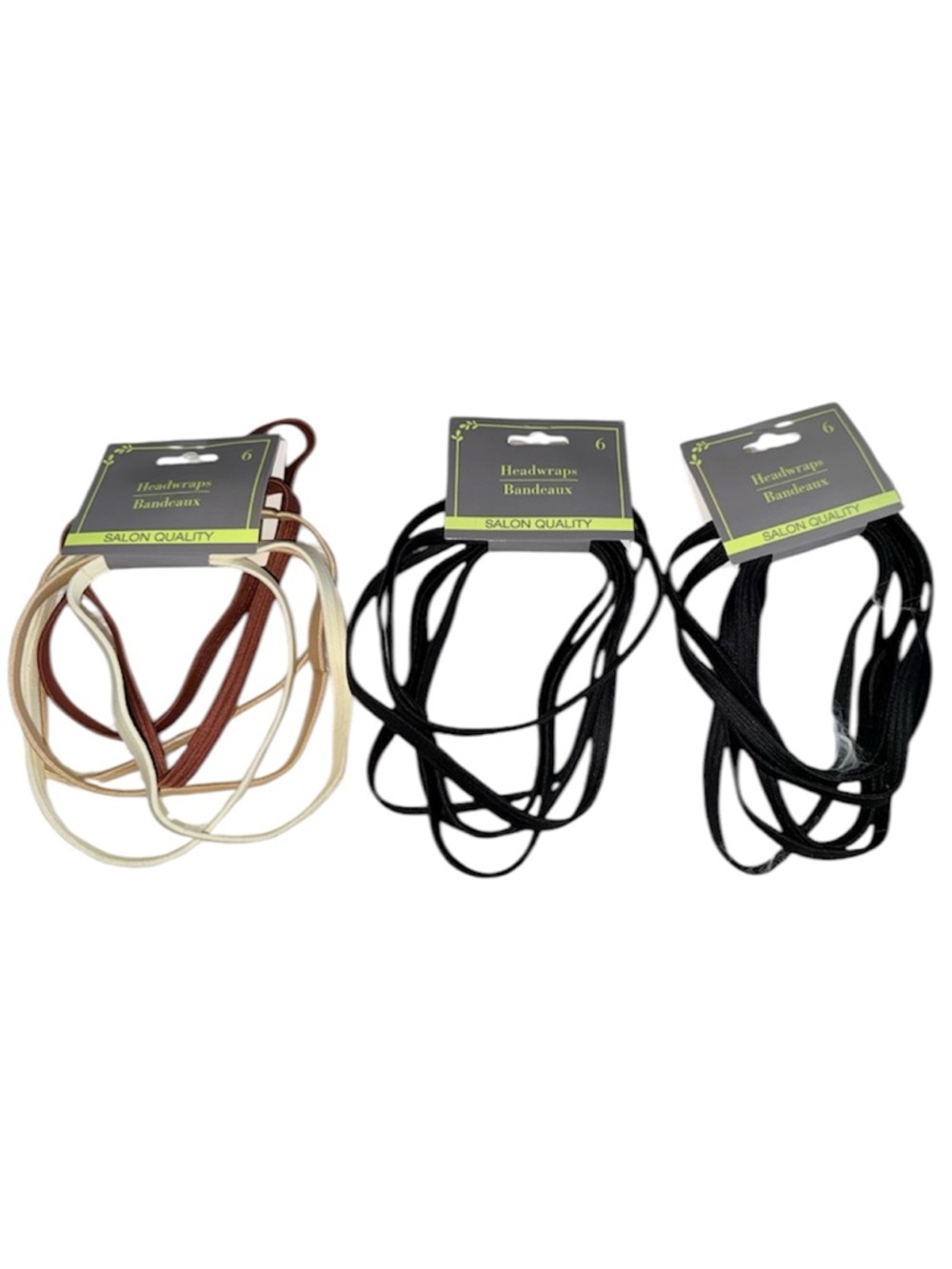NWT’s Salon Quality Women’s Elastic Headwraps - Black, Brown, Cream - Pack of 18